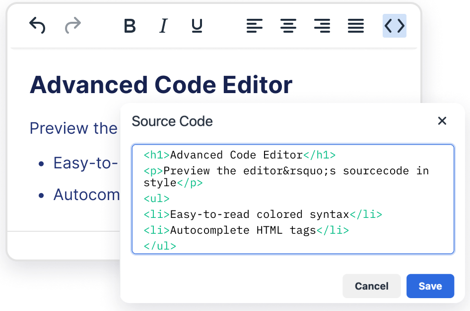 Blazor HTML code editor Blazor HTML code editor